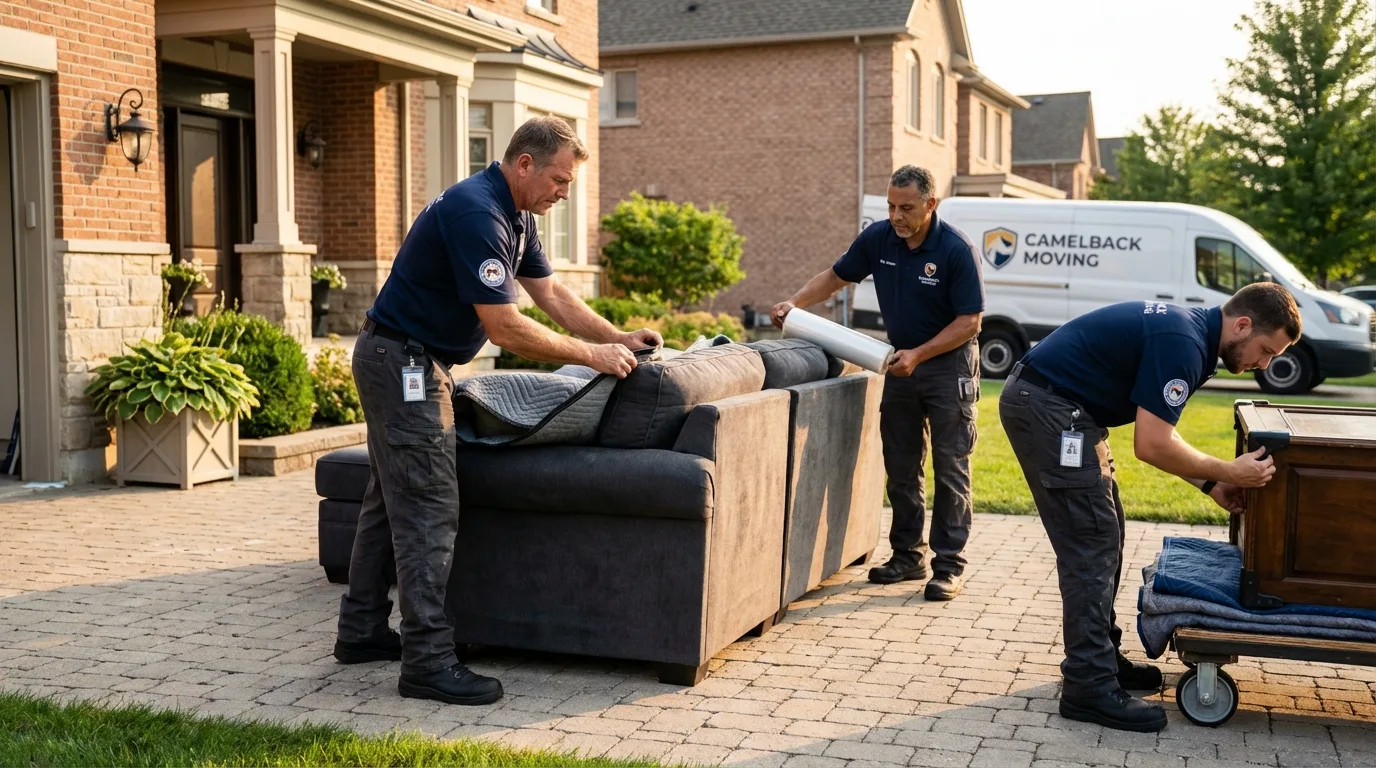 Large estate moving crew wrapping furniture in Angels Camp, CA