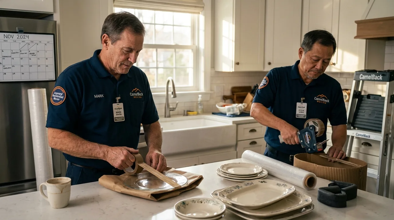 Professional crew packing kitchen dishware in Angels Camp, CA